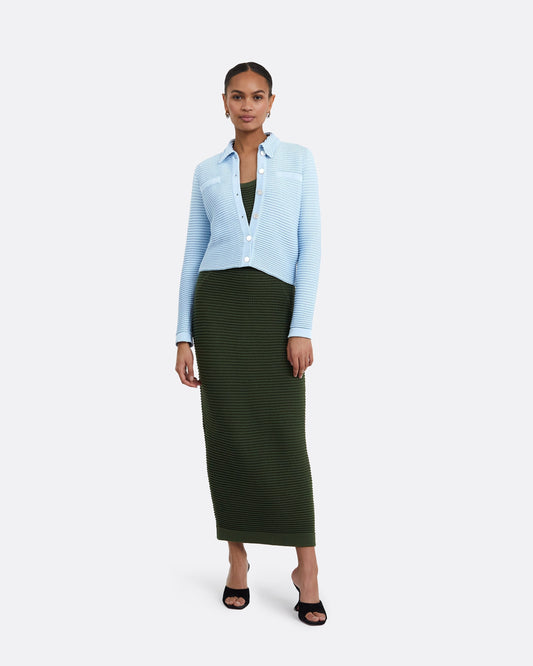 Klaudette Olive Crochet Midi Dress