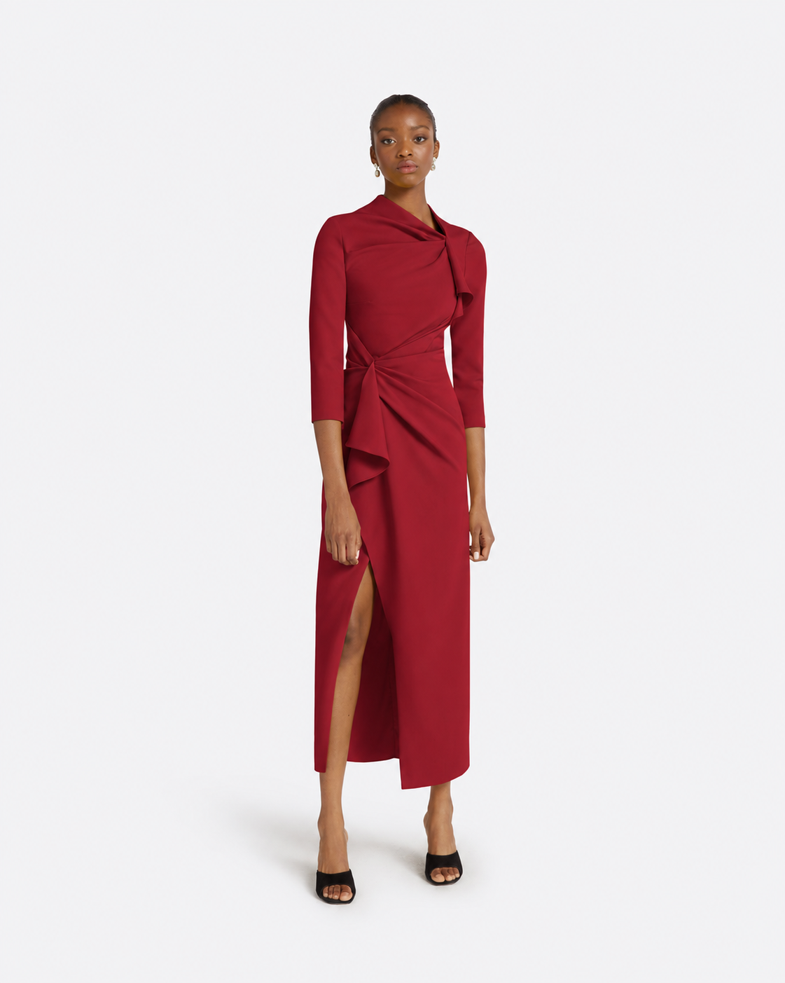 Avery Midi Dress in Rhubarb