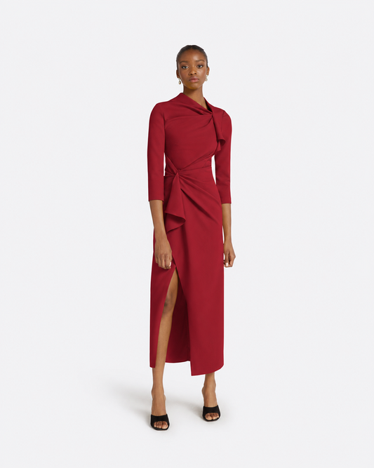Avery Midi Dress in Rhubarb