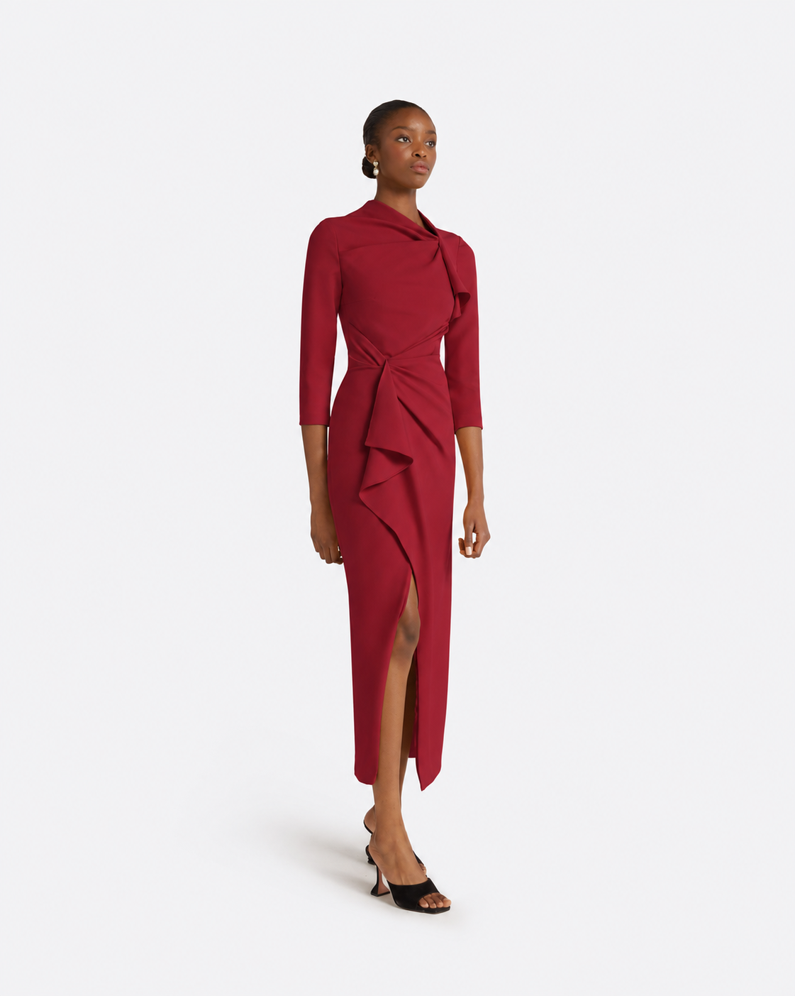 Avery Midi Dress in Rhubarb