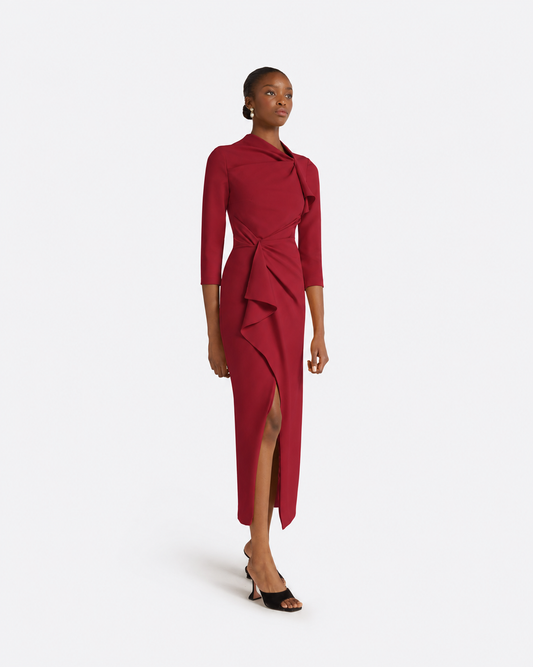 Avery Midi Dress in Rhubarb