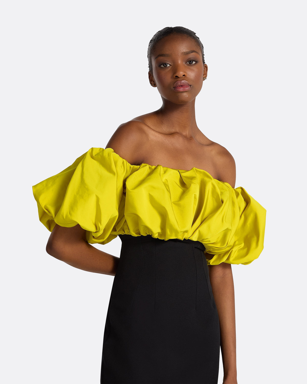 Milia Black & Chartreuse Long Dress