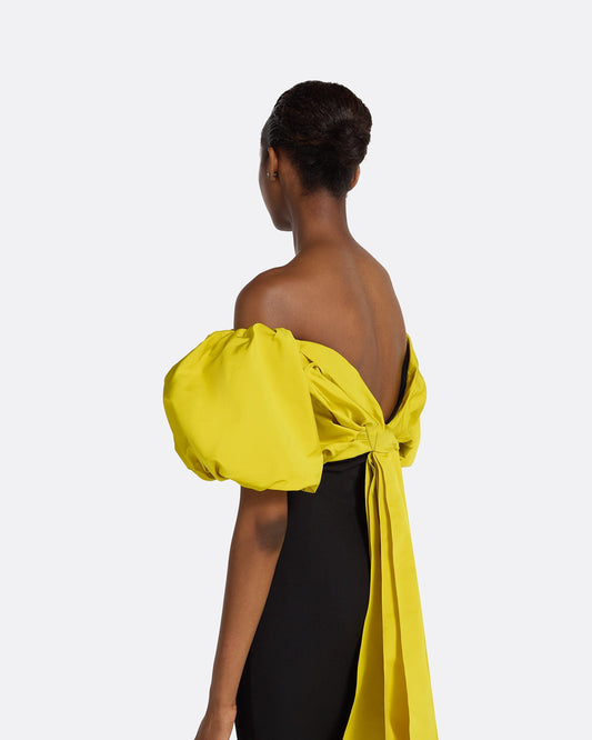 Milia Black & Chartreuse Long Dress