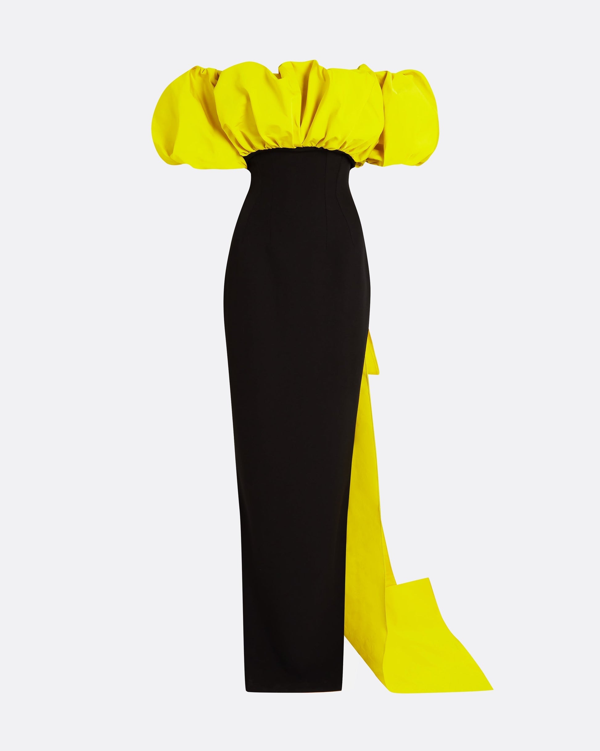 dress black and yellow Milia Black & Chartreuse Long Dress – Maison Safiyaa USA
