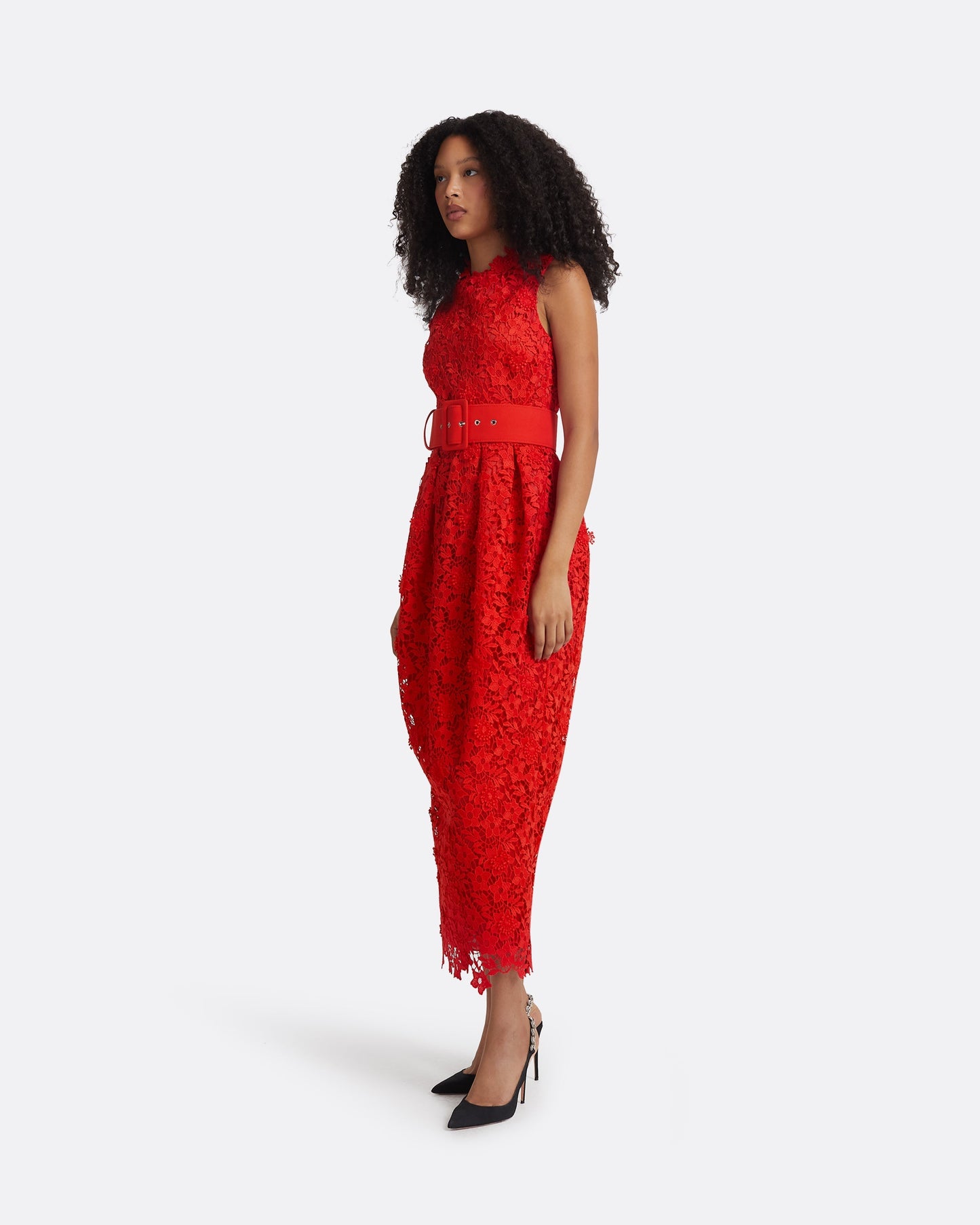 Alani Lacquer Red Midi Dress