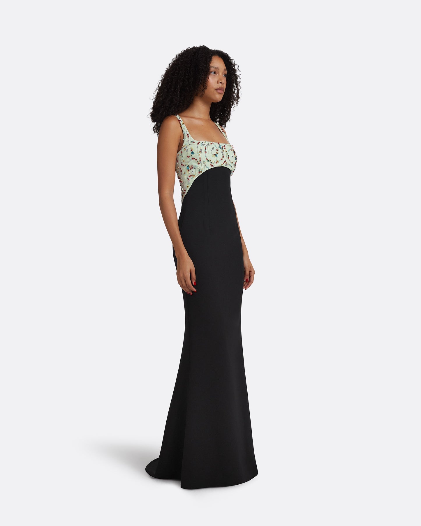 Ezda Black & Spearmint Long Dress