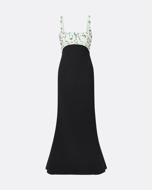 Ezda Black & Spearmint Long Dress