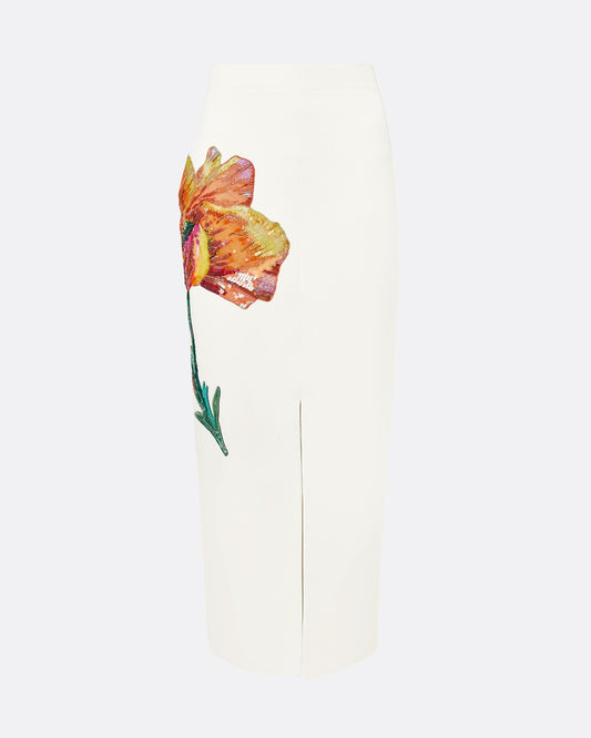 Grainee Ivory & Poppy Field Embroidery Skirt