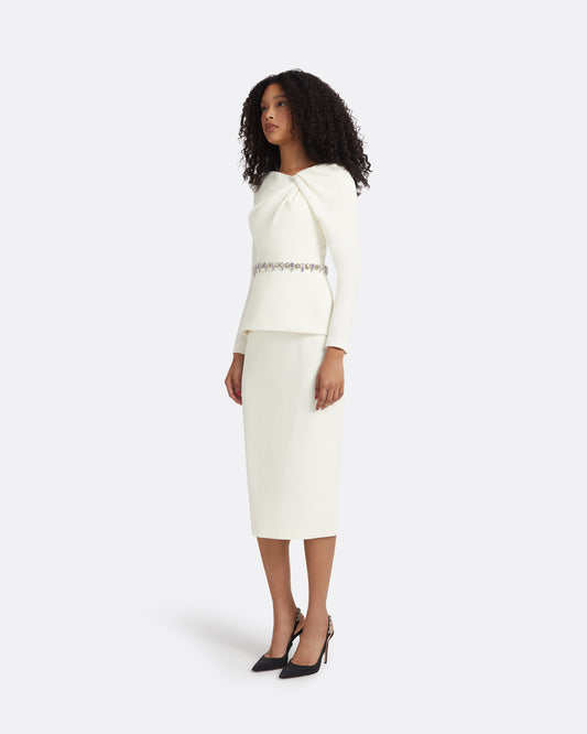 Manya Ivory Embroidered Top