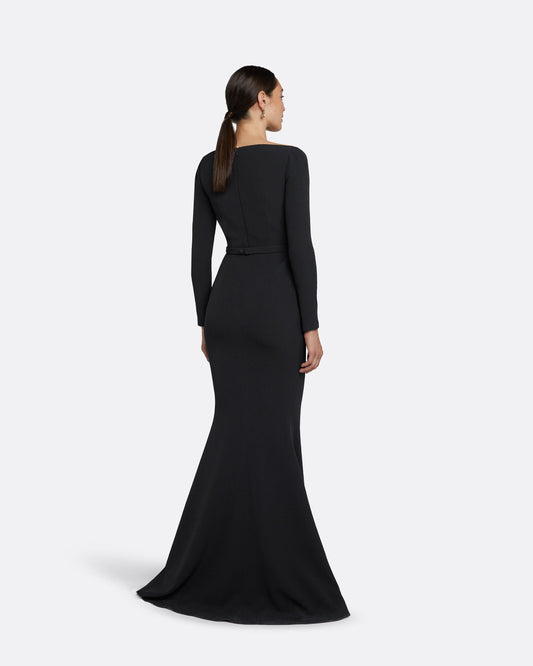 Heidi Black Embroidered Long Dress