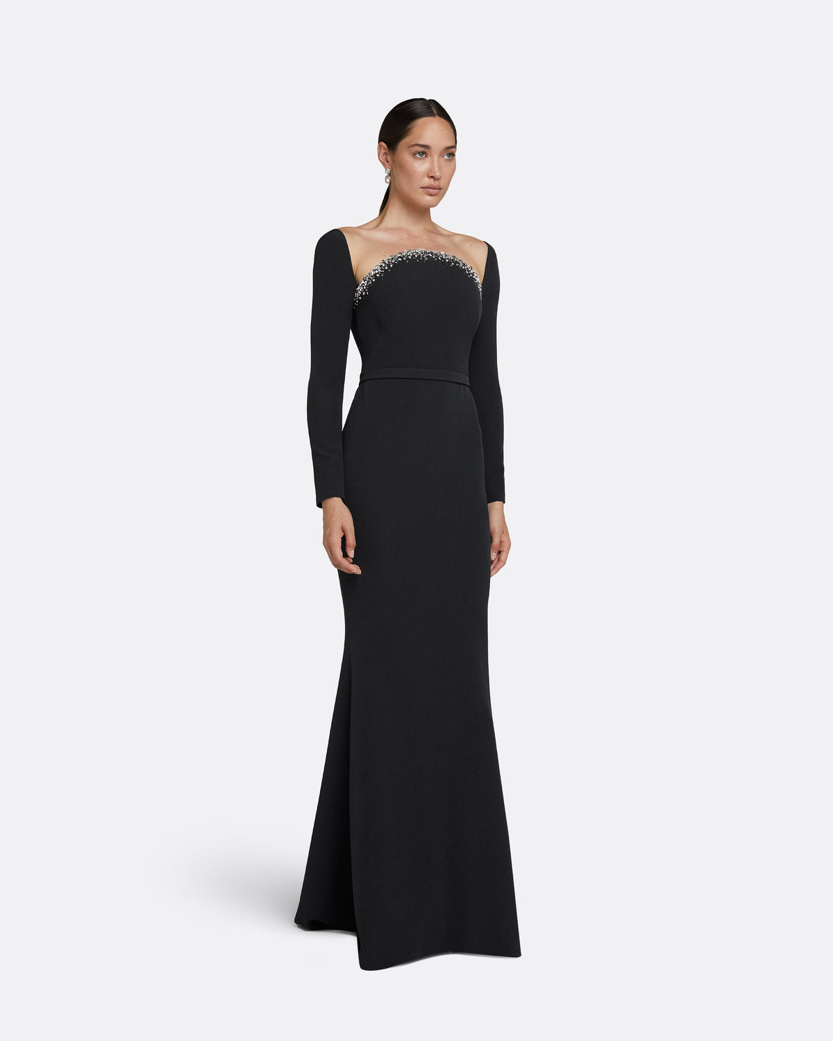 Heidi Black Embroidered Long Dress