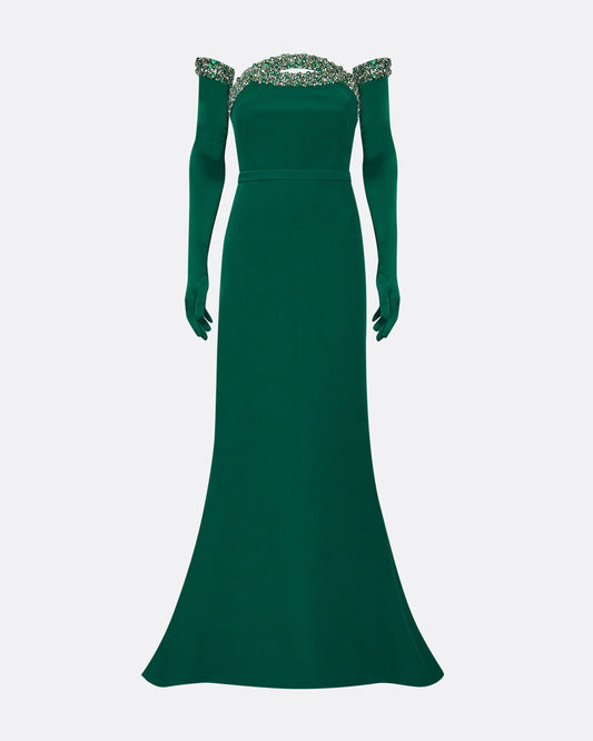 Donatella Botanic Long Dress With Antonia Gloves