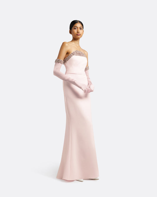 Donatella Barely Pink Long Dress With Antonia Gloves