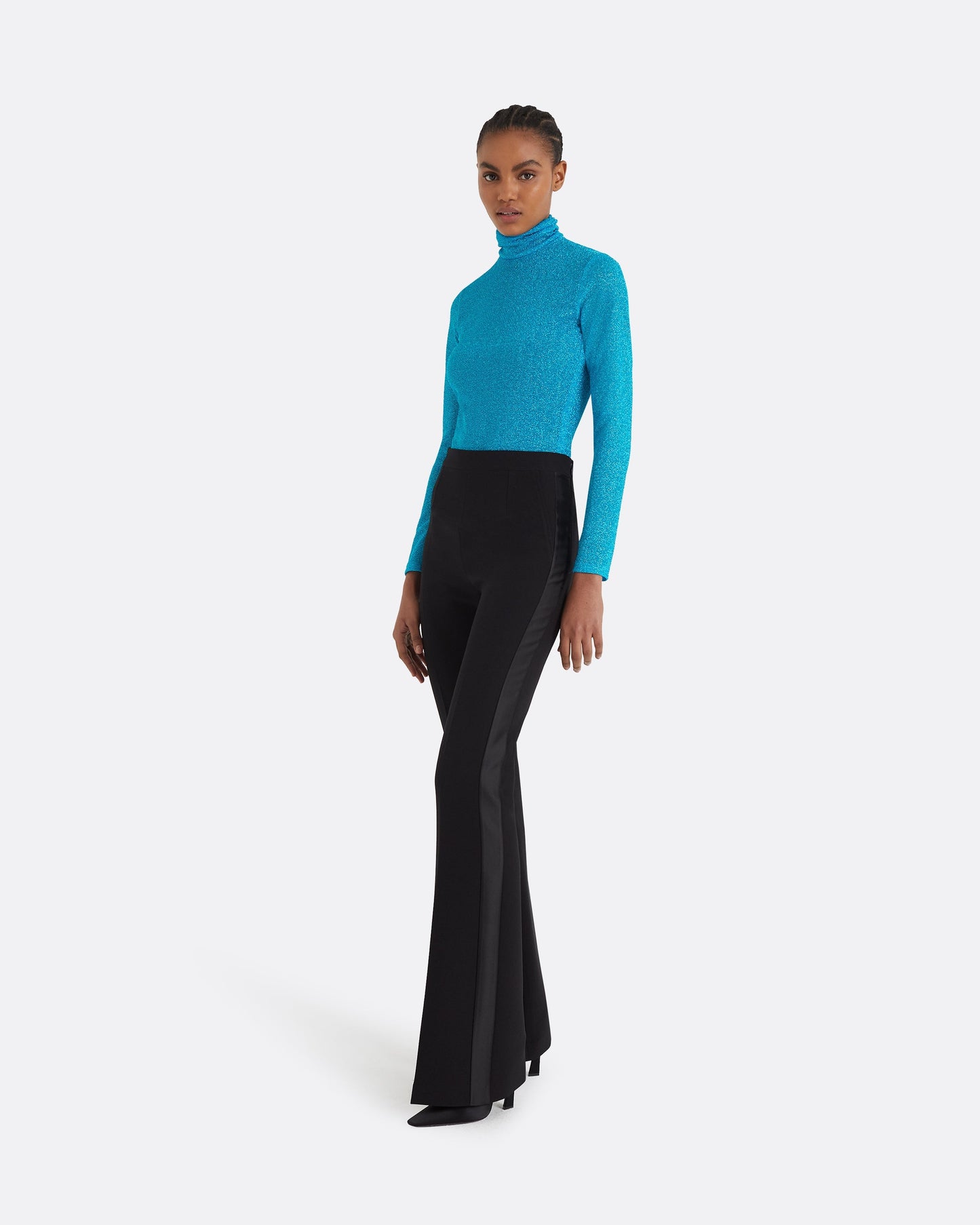 Alexa Black Heavy Crepe & Satin Trousers