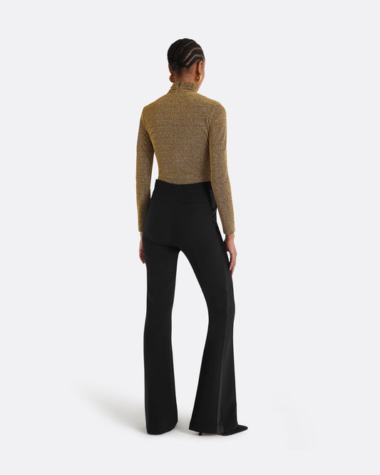 Alexa Black Heavy Crepe & Satin Trousers