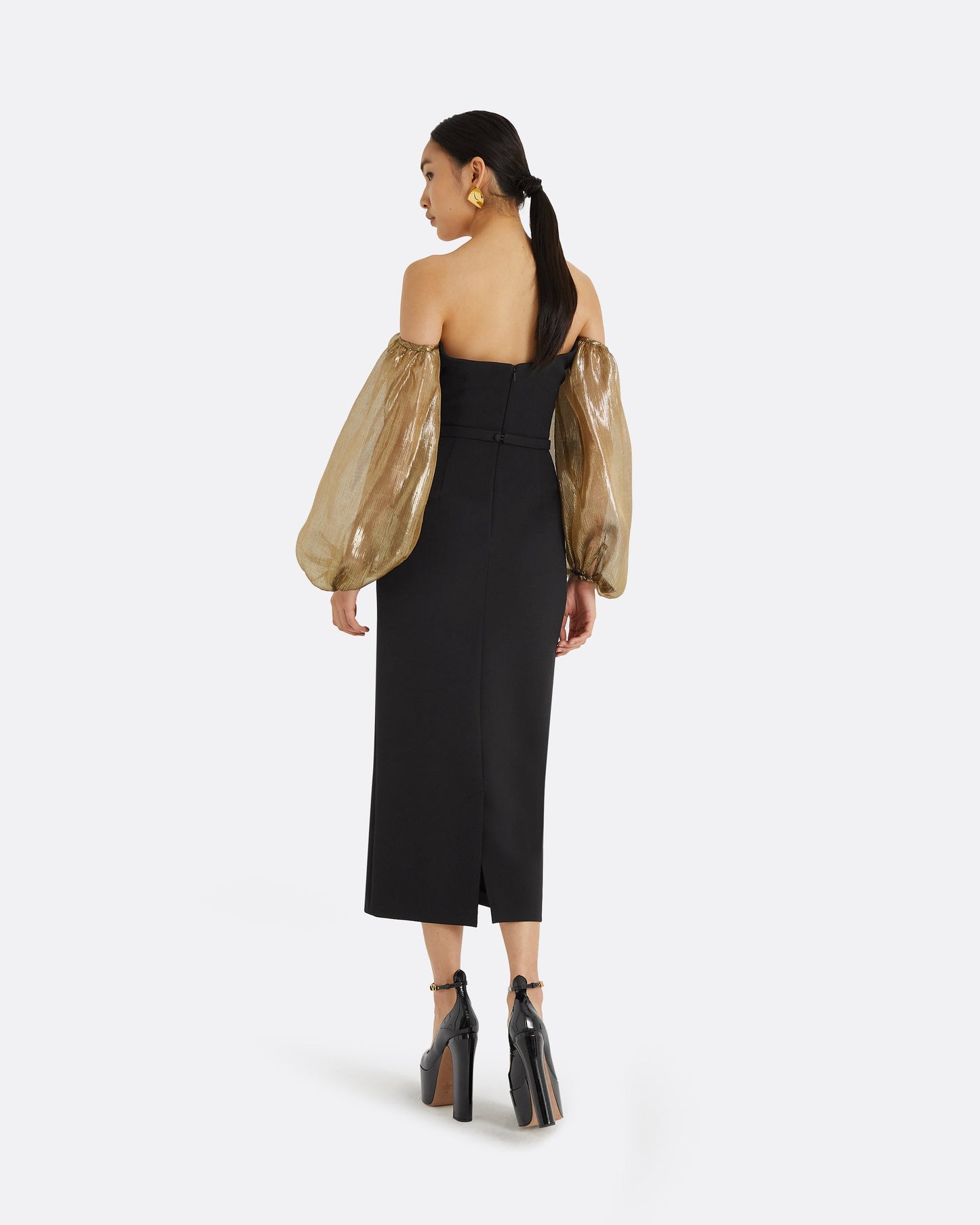 Aurelius Black & Gold Midi Dress