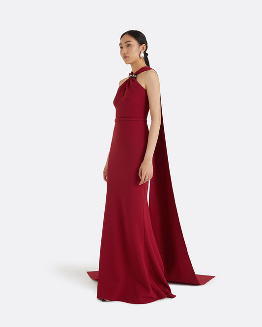 Lilien Rhubarb Long Dress With Embroidery