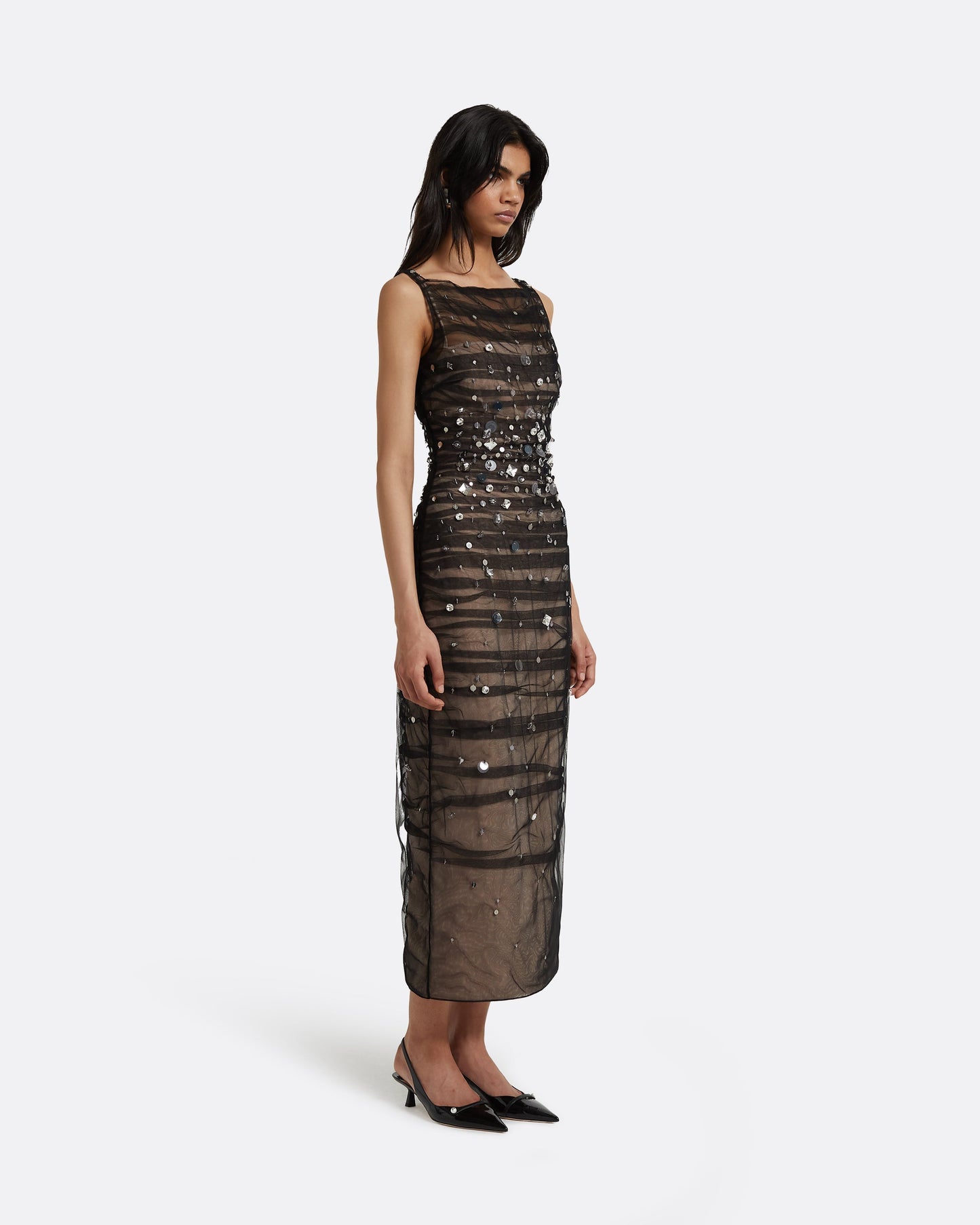 Ceren Black Midi Dress