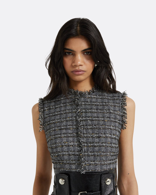 Maeva Metalllic Greyscale Midi Dress