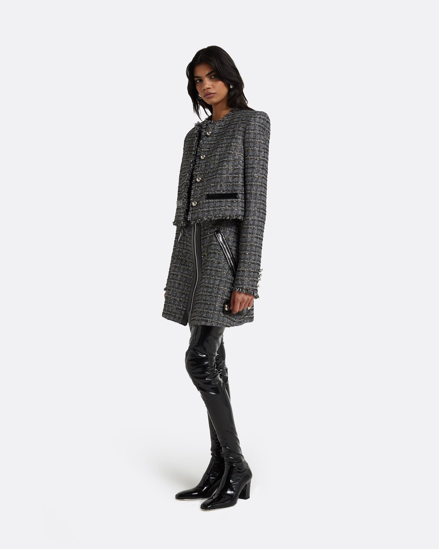 Amelia Metallic Greyscale Jacket