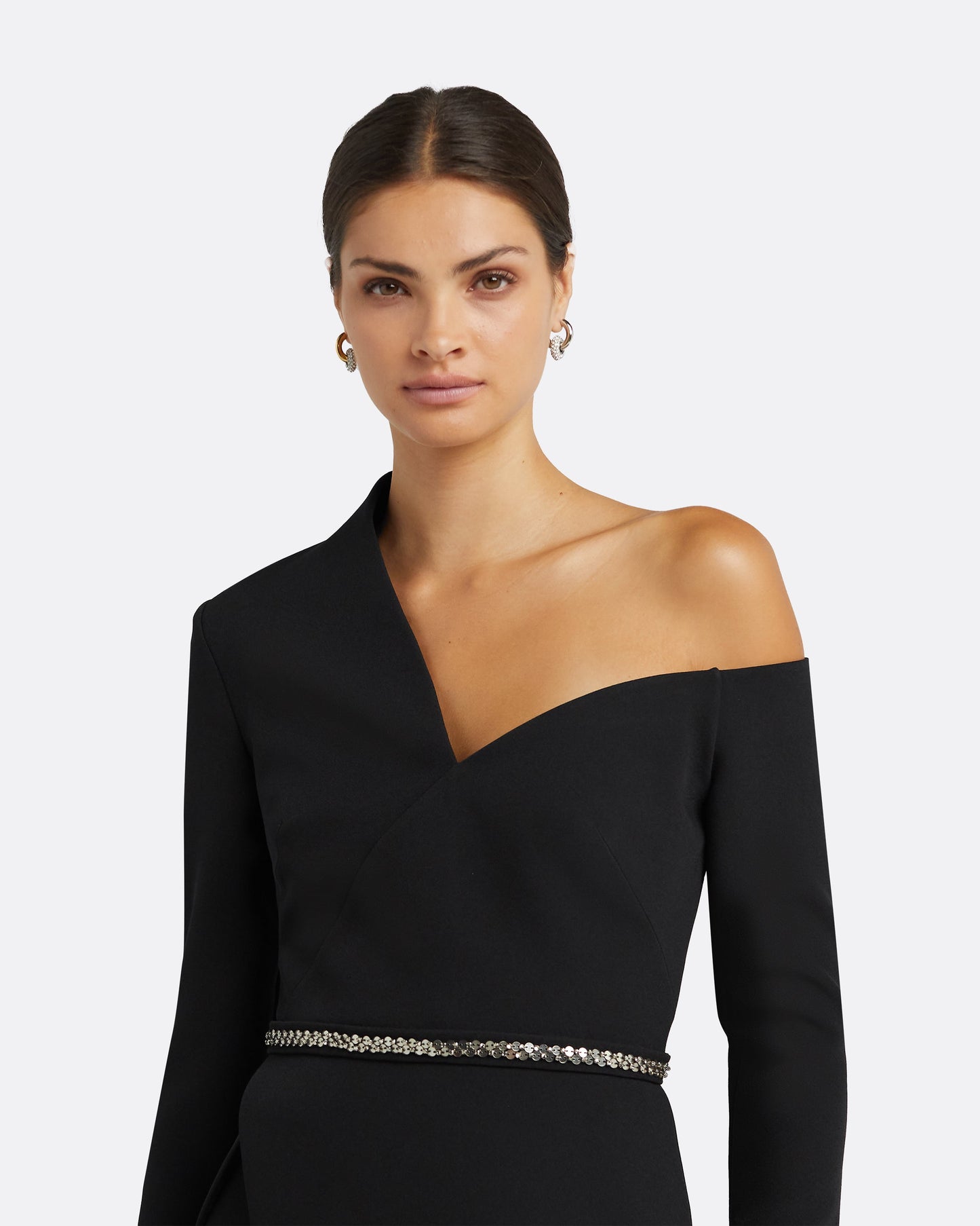 Brielle Black Top With Embroidered Belt