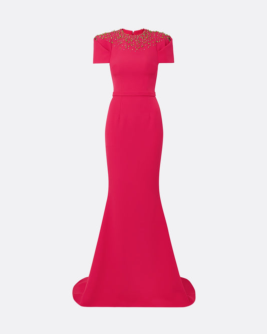 Delina Raspberry Long Dress