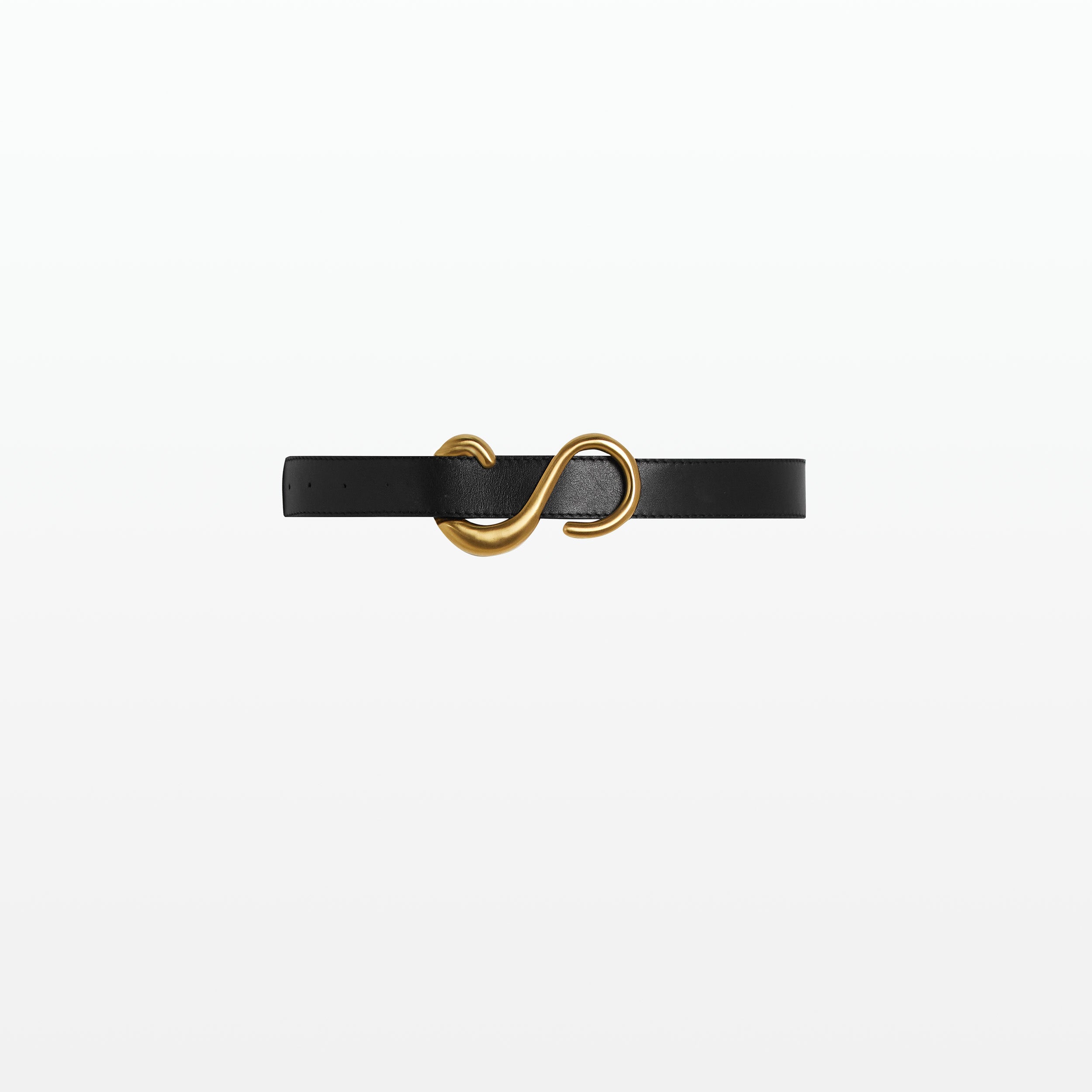 Elvera Black & Matt Gold Leather Belt