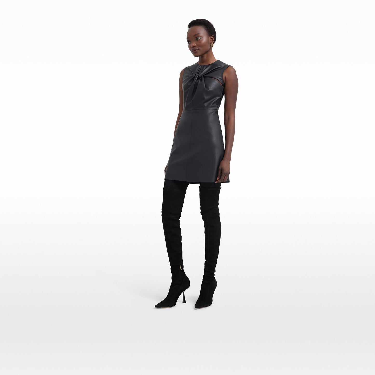 Denise Black Vegan Leather Short Dress