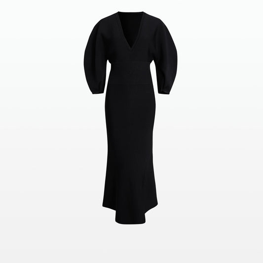 Kiera Black Knit Midi Dress