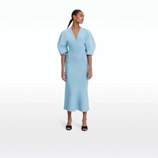 Kiera Pale Blue Knit Midi Dress