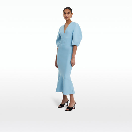 Kiera Pale Blue Knit Midi Dress