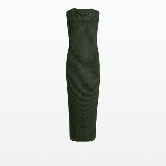 Klaudette Olive Crochet Midi Dress