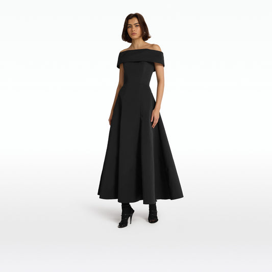 Kristiana Black Midi Dress