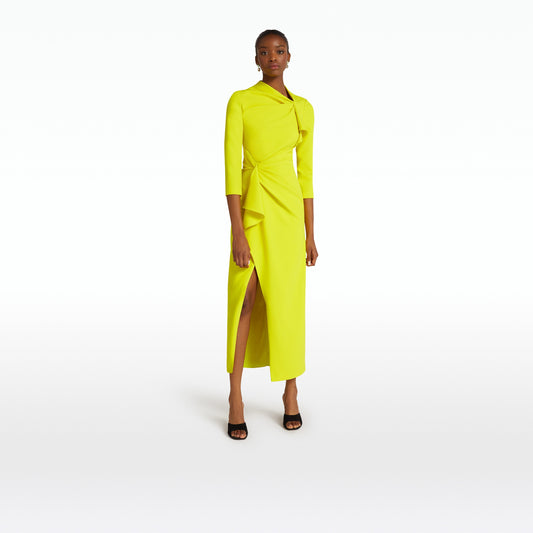 Avery Chartreuse Midi Dress