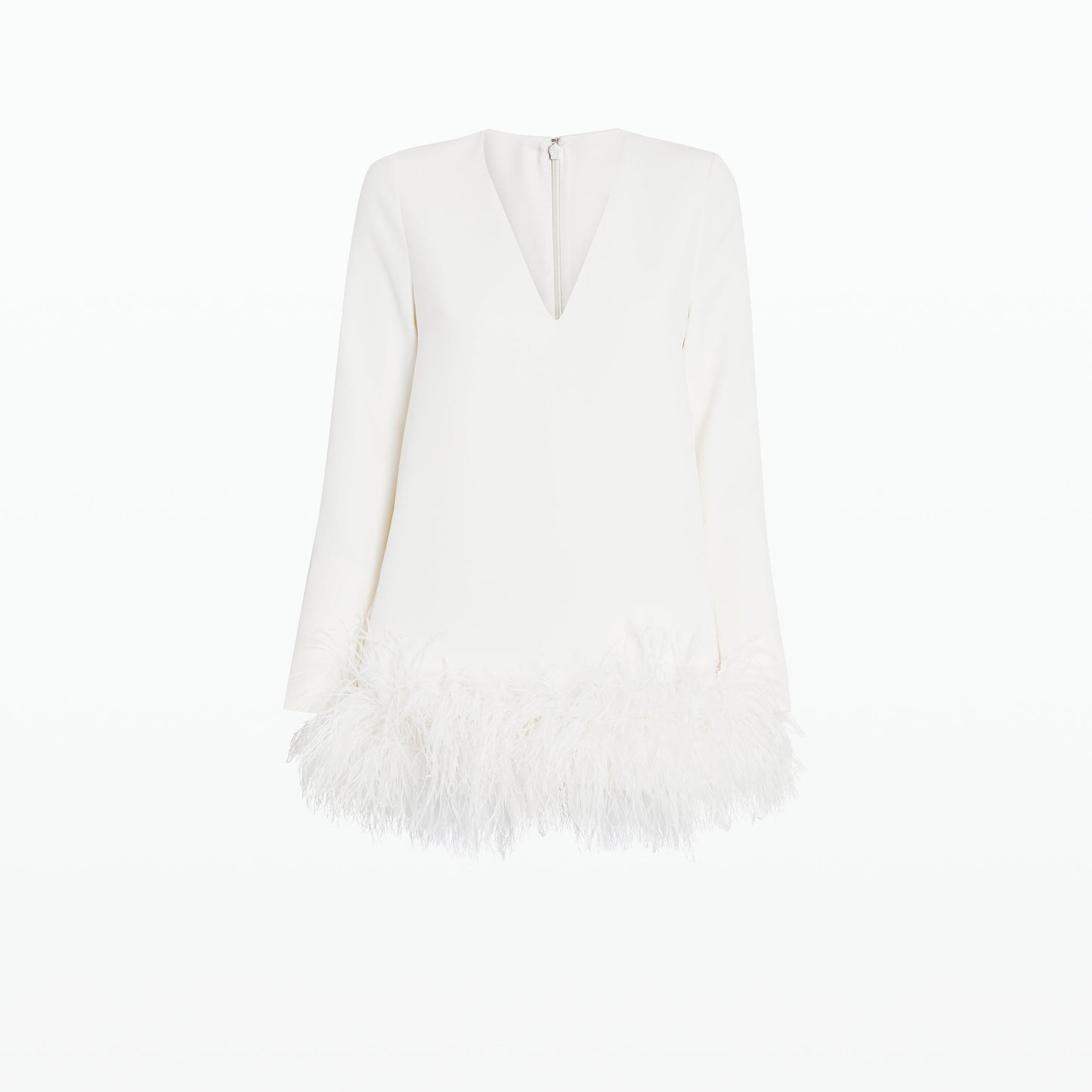 Aleannah Ivory Feather-Trimmed Short Dress