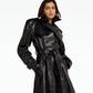 Emy Black Vegan Leather Coat