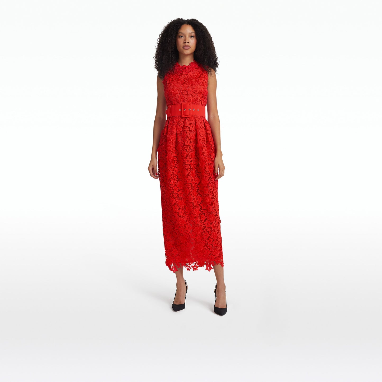 Alani Lacquer Red Midi Dress