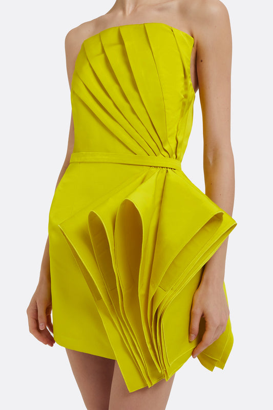 Belgin Short Dress in Chartreuse