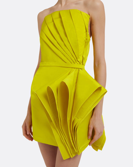 Belgin Short Dress in Chartreuse