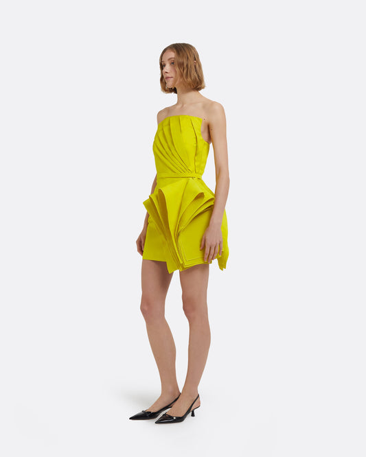 Belgin Short Dress in Chartreuse