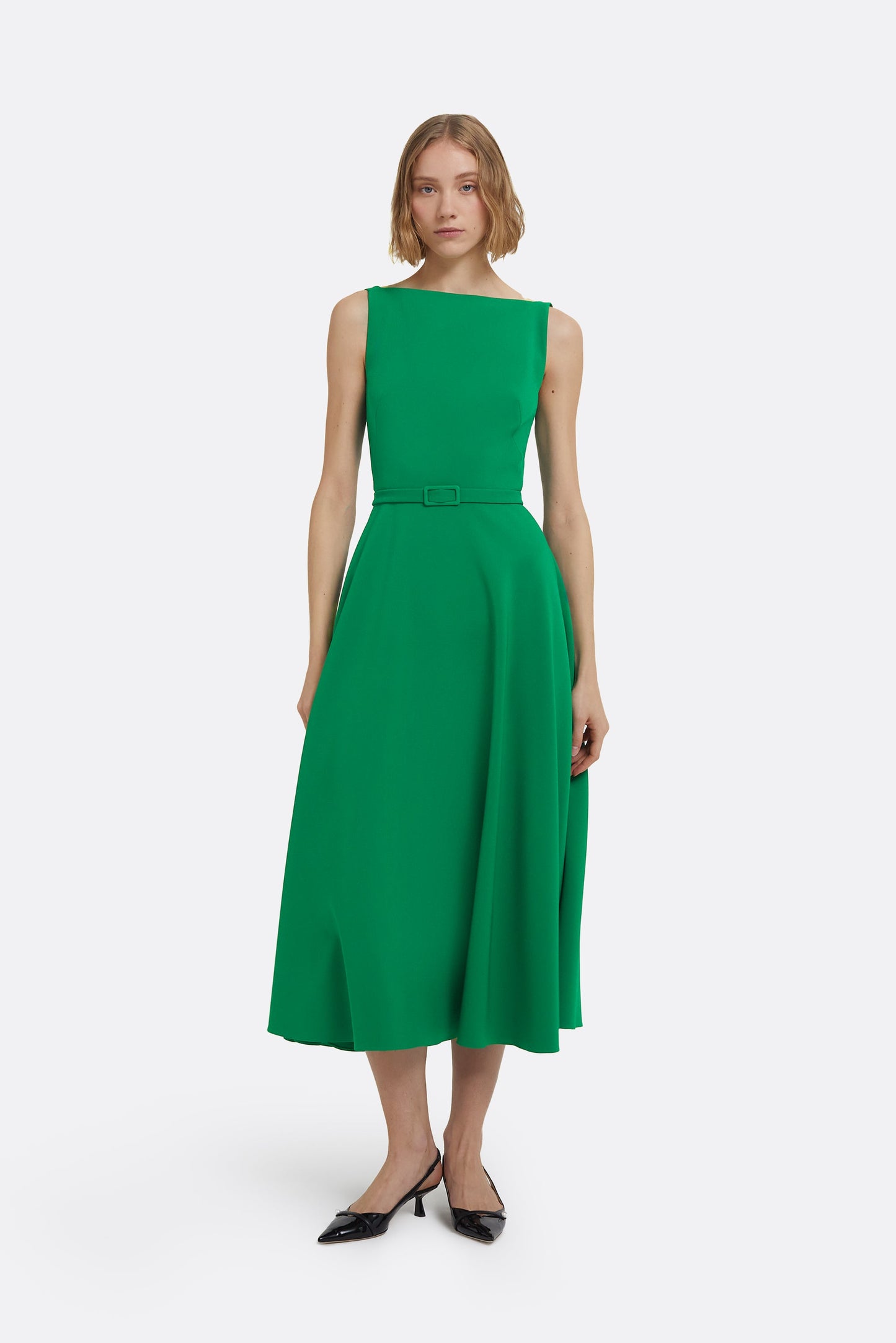 Ginny Midi Dress in Jewel Green Maison Safiyaa USA Ginny Midi Dress in Jewel Green Maison Safiyaa USA