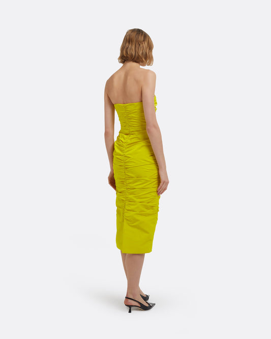 Adele Midi Dress in Chartreuse