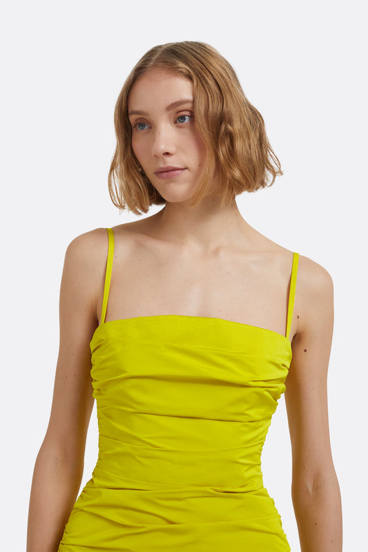 Adele Midi Dress in Chartreuse