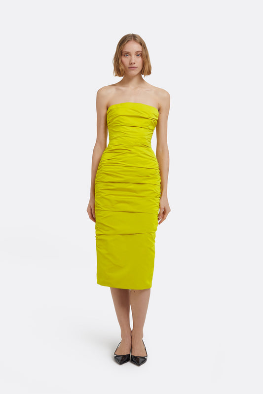 Adele Midi Dress in Chartreuse