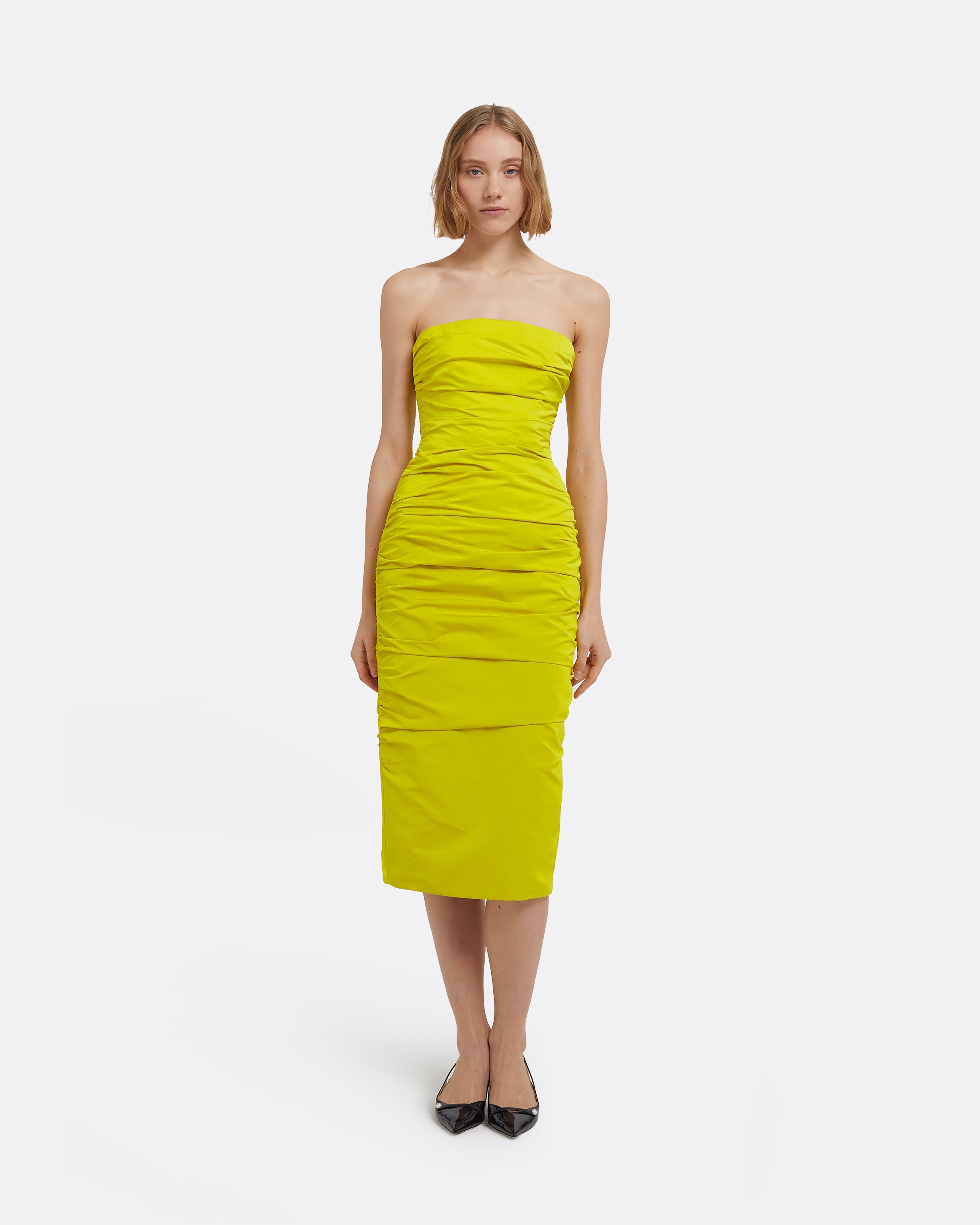 Adele Midi Dress in Chartreuse