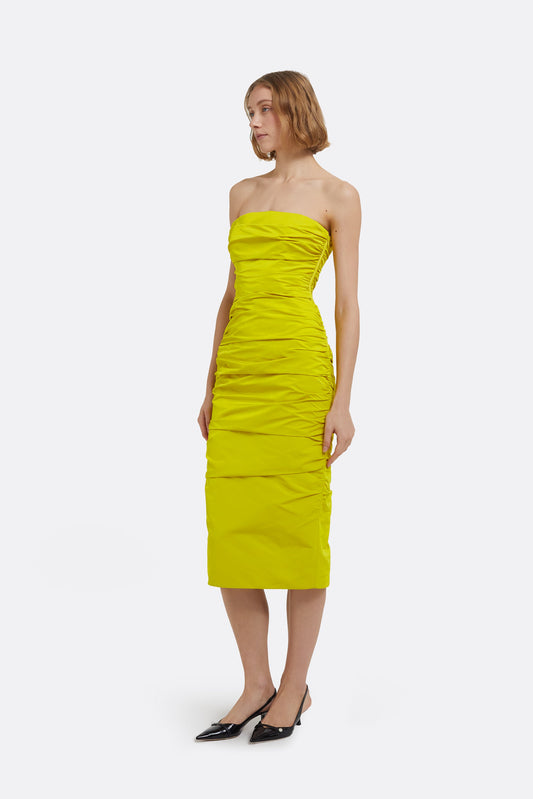 Adele Midi Dress in Chartreuse