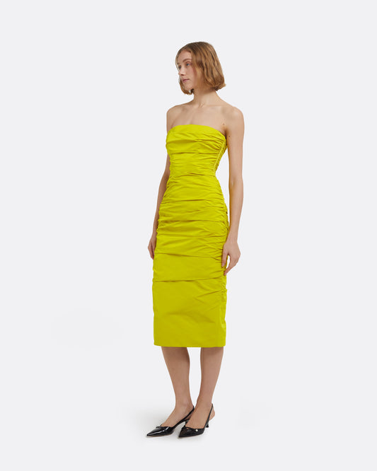 Adele Midi Dress in Chartreuse