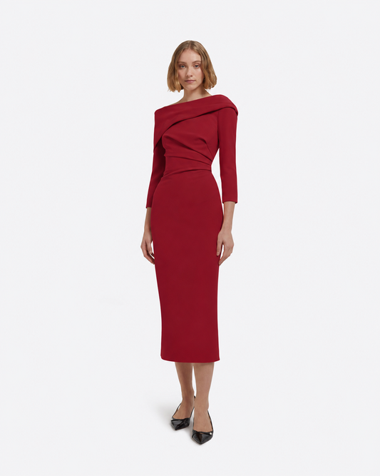 Vera Midi Dress in Rhubarb