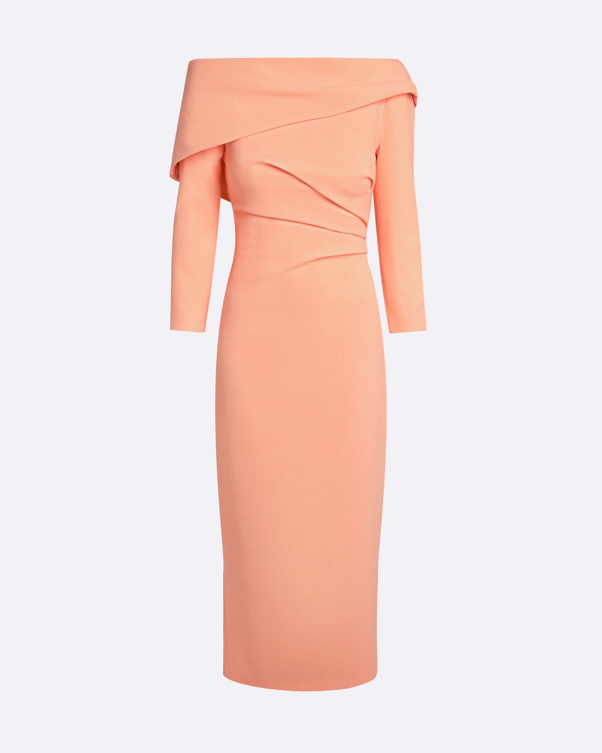 Safiyaa - Vera Midi Dress in Apricot FR48 - US16 Safiyaa - Vera Midi Dress in Apricot FR48 - US16