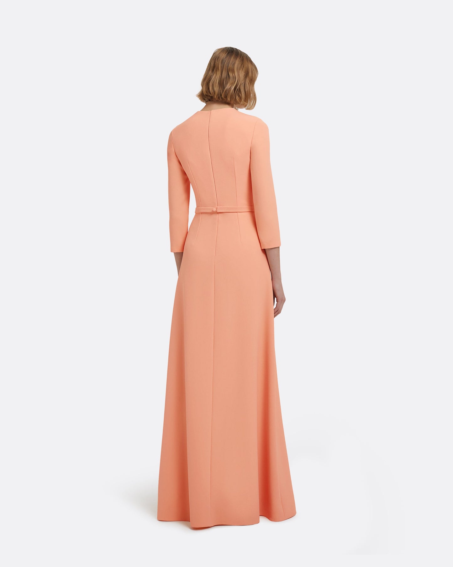Aspen Long Dress in Apricot With Gunmetal Embellishment Maison Safiyaa USA Aspen Long Dress in Apricot With Gunmetal Embellishment Maison Safiyaa USA